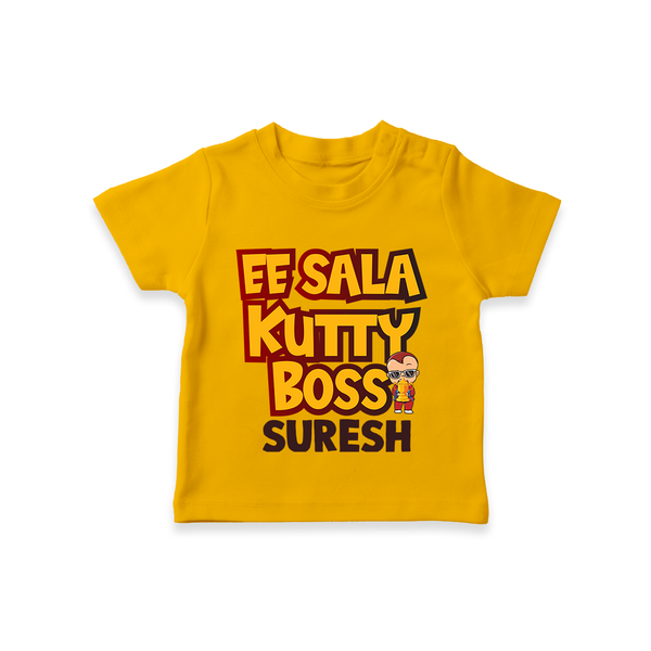 Kutty Boss TSHIRT – Fun Cricket Style - CHROME YELLOW - 0-5 Months Old (Chest 17")