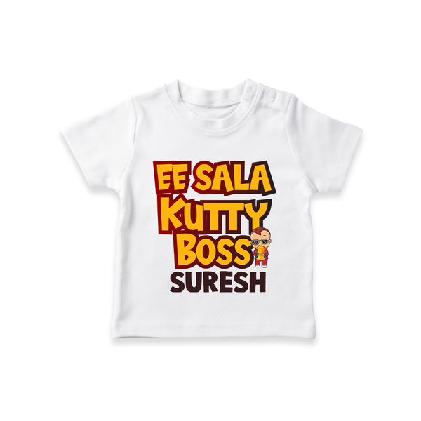 Kutty Boss TSHIRT – Fun Cricket Style - WHITE - 0-5 Months Old (Chest 17")