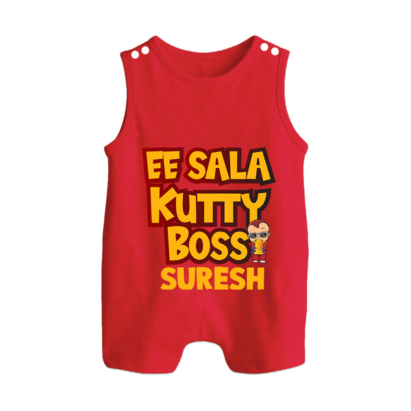 Kutty Boss BUTTON ROMPER – Fun Cricket Style - RED - New Born (Chest 18")