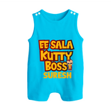 Kutty Boss BUTTON ROMPER – Fun Cricket Style - SKY BLUE - New Born (Chest 18")