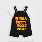 Kutty Boss DUNGAREE – Fun Cricket Style - BLACK - 0 - 5 Months Old (Chest 18")