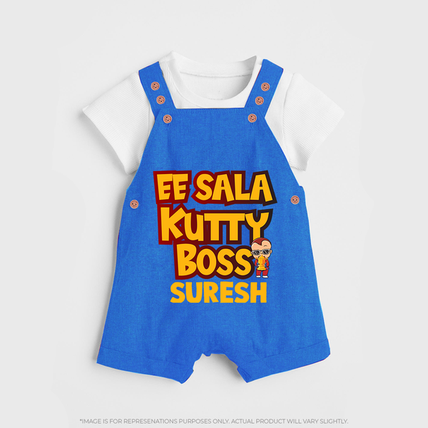 Kutty Boss DUNGAREE – Fun Cricket Style - COBALT BLUE - 0 - 5 Months Old (Chest 18")