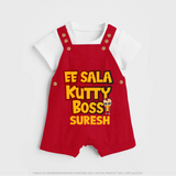 Kutty Boss DUNGAREE – Fun Cricket Style - RED - 0 - 5 Months Old (Chest 18")