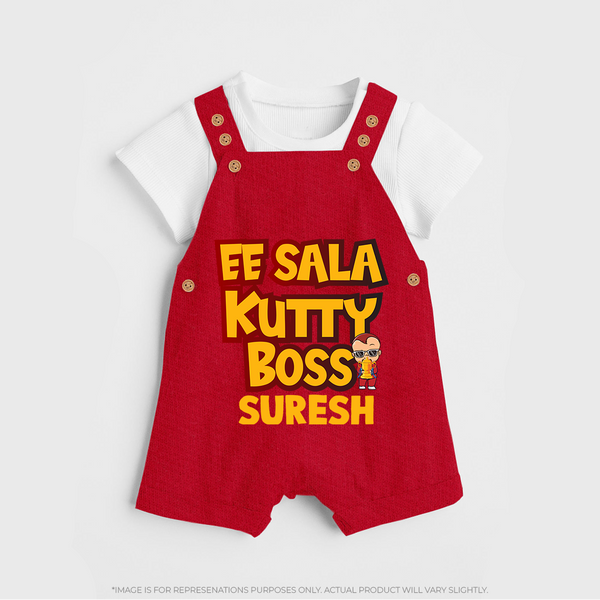Kutty Boss DUNGAREE – Fun Cricket Style - RED - 0 - 5 Months Old (Chest 18")