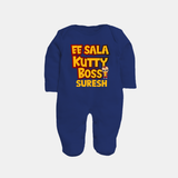 Kutty Boss FULL BODY SUIT – Fun Cricket Style - NAVY BLUE - New Born (Chest 7.5")
