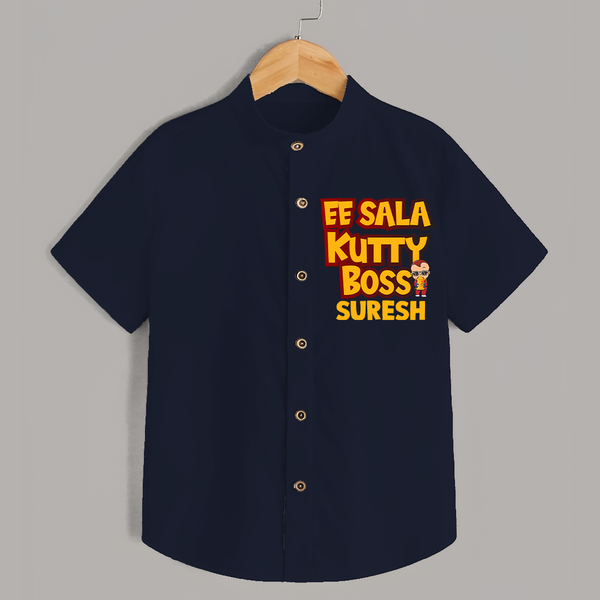 Kutty Boss SHIRT – Fun Cricket Style - NAVY BLUE - 0 - 6 Months Old (Chest 23")