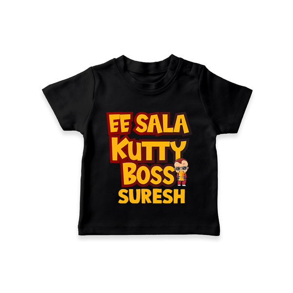 Kutty Boss TSHIRT – Fun Cricket Style - BLACK - 0-5 Months Old (Chest 17")