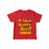 Kutty Boss TSHIRT – Fun Cricket Style - RED - 0-5 Months Old (Chest 17")
