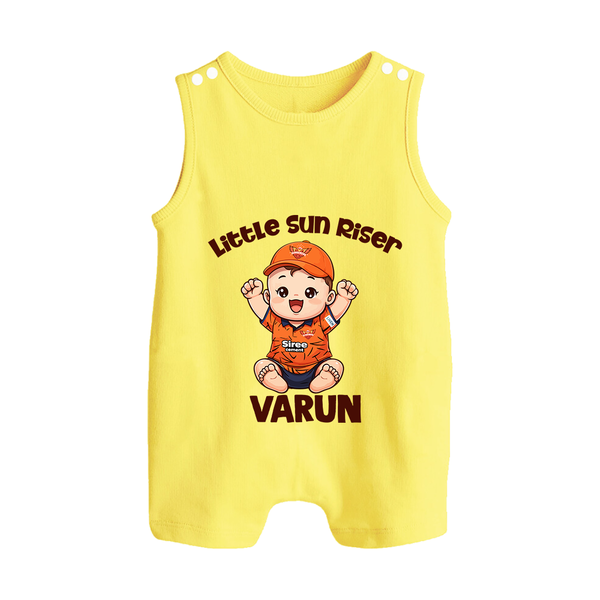 Orange Rising Star BUTTON ROMPER – Personalized Cricket Outfit - PASTEL YELLOW - New Born (Chest 18")