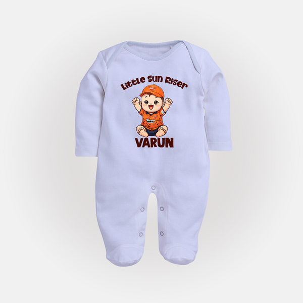 Orange Rising Star FULL BODY SUIT – Personalized Cricket Outfit - BABY BLUE - New Born (Chest 7.5")