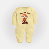 Orange Rising Star FULL BODY SUIT – Personalized Cricket Outfit - PASTEL YELLOW - New Born (Chest 7.5")