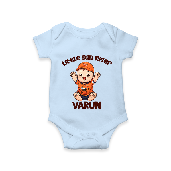 Orange Rising Star Baby Romper – Personalized Cricket Outfit - BABY BLUE - New Born (Chest 14")