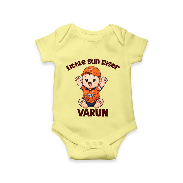 Orange Rising Star Baby Romper – Personalized Cricket Outfit - PASTEL YELLOW - New Born (Chest 14")