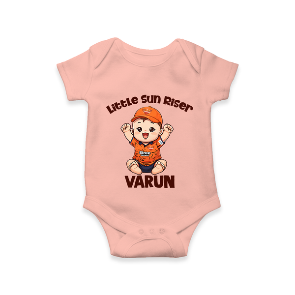 Orange Rising Star Baby Romper – Personalized Cricket Outfit - PEACH - New Born (Chest 14")