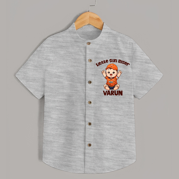 Orange Rising Star SHIRT – Personalized Cricket Outfit - GREY - 0 - 6 Months Old (Chest 23")