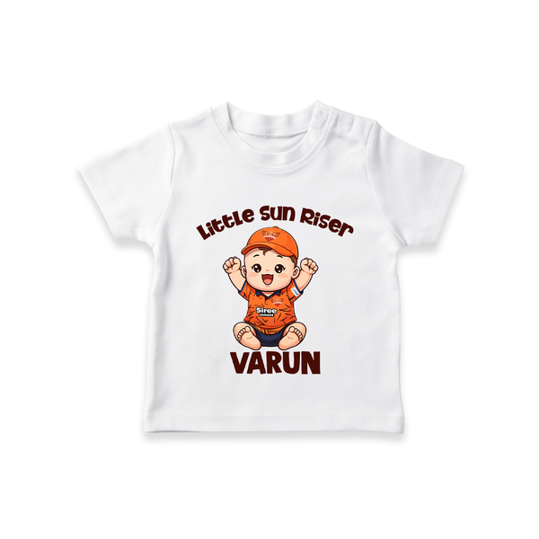 Orange Rising Star TSHIRT – Personalized Cricket Outfit - WHITE - 0-5 Months Old (Chest 17")