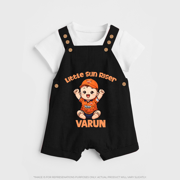 Orange Rising Star DUNGAREE – Personalized Cricket Outfit - BLACK - 0 - 5 Months Old (Chest 18")