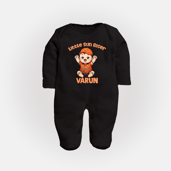 Orange Rising Star FULL BODY SUIT – Personalized Cricket Outfit - BLACK - New Born (Chest 7.5")