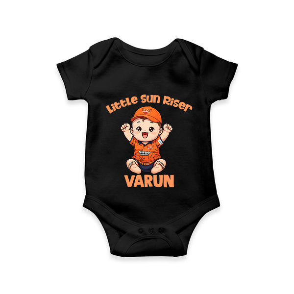 Orange Rising Star Baby Romper – Personalized Cricket Outfit - BLACK - New Born (Chest 14")