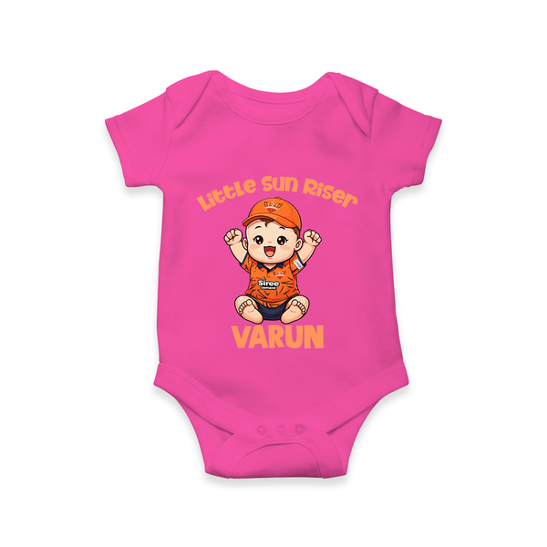 Orange Rising Star Baby Romper – Personalized Cricket Outfit - HOT PINK - New Born (Chest 14")
