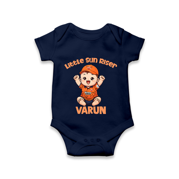Orange Rising Star Baby Romper – Personalized Cricket Outfit - NAVY BLUE - New Born (Chest 14")