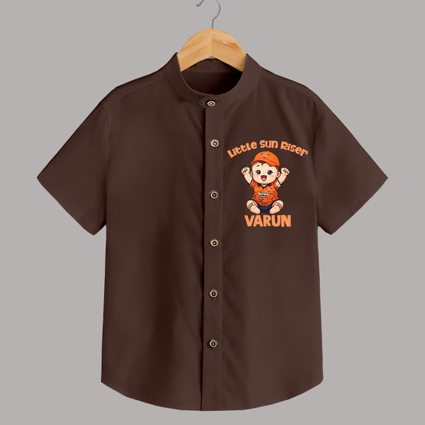 Orange Rising Star SHIRT – Personalized Cricket Outfit - CHOCOLATE BROWN - 0 - 6 Months Old (Chest 23")