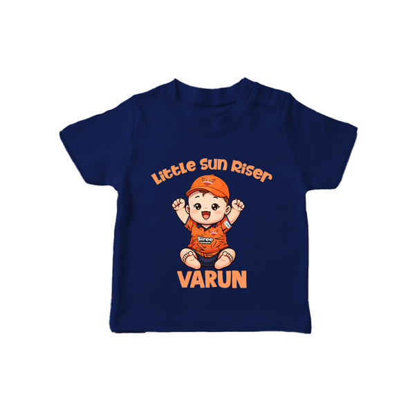 Orange Rising Star TSHIRT – Personalized Cricket Outfit - NAVY BLUE - 0-5 Months Old (Chest 17")