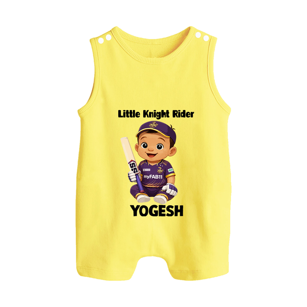 Purple Power Kid BUTTON ROMPER – Cute Cricket Outfit - PASTEL YELLOW - New Born (Chest 18")