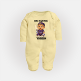 Purple Power Kid FULL BODY SUIT – Cute Cricket Outfit - PASTEL YELLOW - New Born (Chest 7.5")