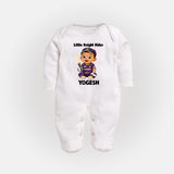 Purple Power Kid FULL BODY SUIT – Cute Cricket Outfit - WHITE - New Born (Chest 7.5")