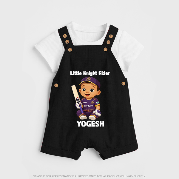 Purple Power Kid DUNGAREE – Cute Cricket Outfit - BLACK - 0 - 5 Months Old (Chest 18")