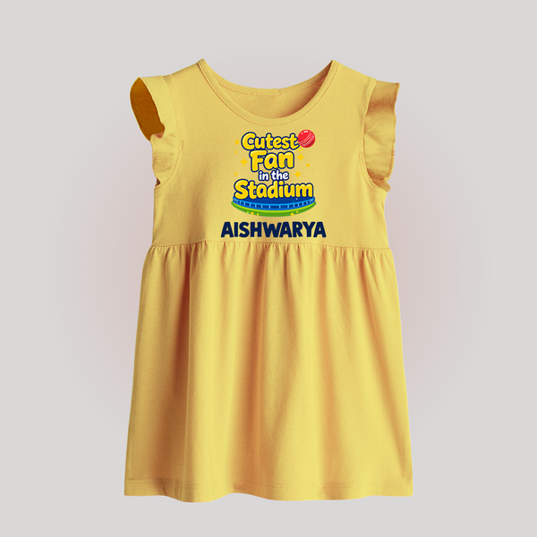 Cutest Fan in the Stadium BABY FROCK - PASTEL YELLOW - 0 - 3 Months Old (Chest 17")