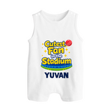 Cutest Fan in the Stadium BUTTON ROMPER - WHITE - New Born (Chest 18")