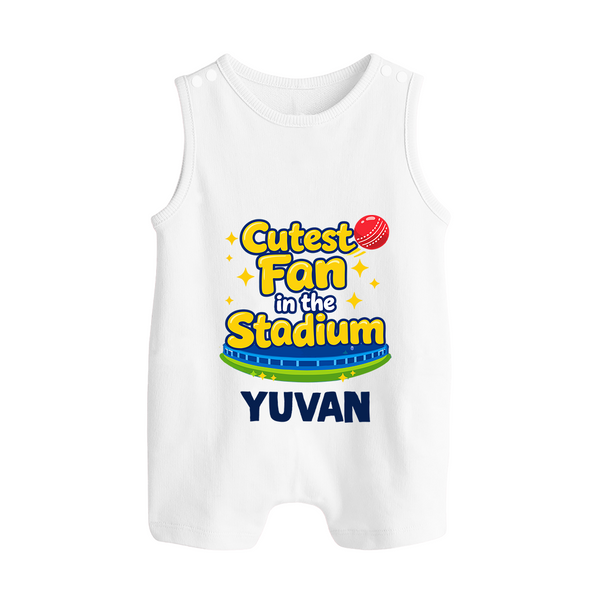 Cutest Fan in the Stadium BUTTON ROMPER - WHITE - New Born (Chest 18")