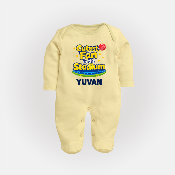Cutest Fan in the Stadium FULL BODY SUIT - PASTEL YELLOW - New Born (Chest 7.5")