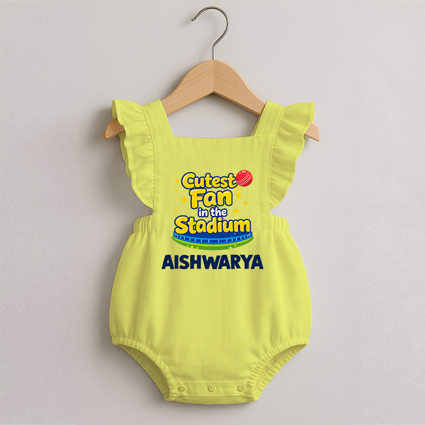 Cutest Fan in the Stadium ROMPER FROCK - PASTEL YELLOW - 0 - 3 Months Old (Chest 19")
