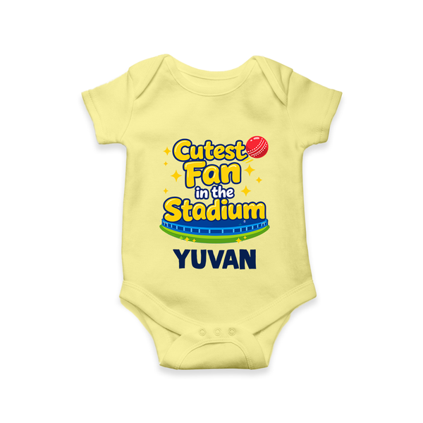 Cutest Fan in the Stadium Baby Romper - PASTEL YELLOW - New Born (Chest 14")