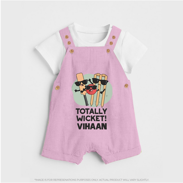 Totally Wicket DUNGAREE – Fun Cricket Outfit - BABY PINK - 0 - 5 Months Old (Chest 18")