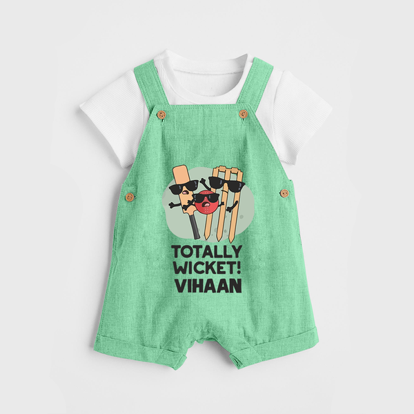 Totally Wicket DUNGAREE – Fun Cricket Outfit - GREEN - 0 - 5 Months Old (Chest 18")