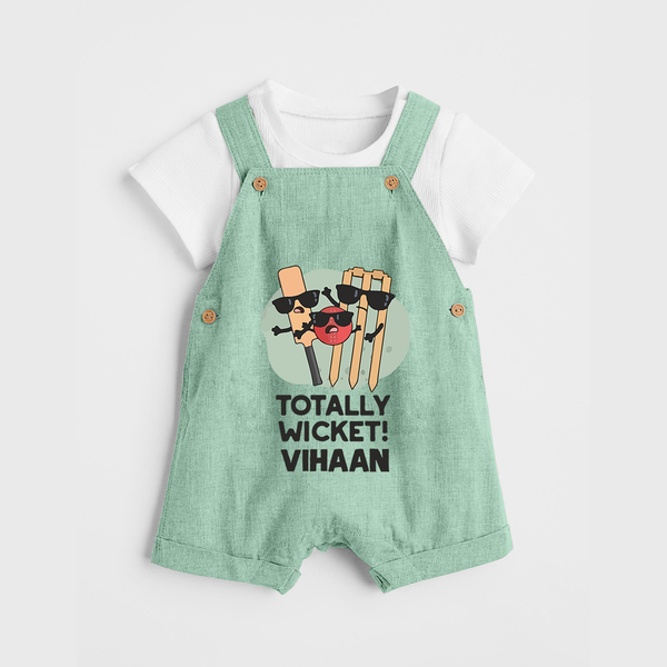 Totally Wicket DUNGAREE – Fun Cricket Outfit - MINT GREEN - 0 - 5 Months Old (Chest 18")