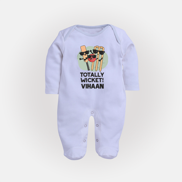 Totally Wicket FULL BODY SUIT – Fun Cricket Outfit - BABY BLUE - New Born (Chest 7.5")