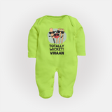 Totally Wicket FULL BODY SUIT – Fun Cricket Outfit - LIME GREEN - New Born (Chest 7.5")
