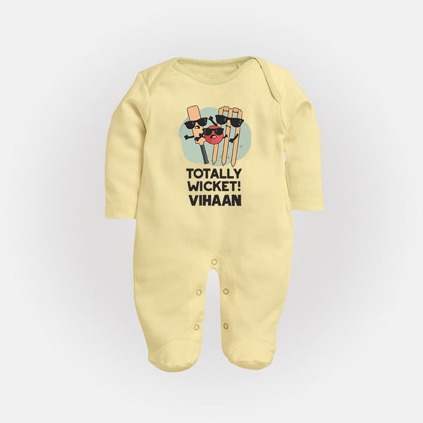 Totally Wicket FULL BODY SUIT – Fun Cricket Outfit - PASTEL YELLOW - New Born (Chest 7.5")