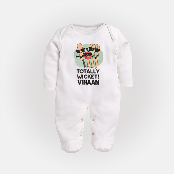 Totally Wicket FULL BODY SUIT – Fun Cricket Outfit - WHITE - New Born (Chest 7.5")