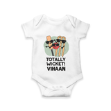 Totally Wicket Baby Romper – Fun Cricket Outfit - WHITE - New Born (Chest 14")