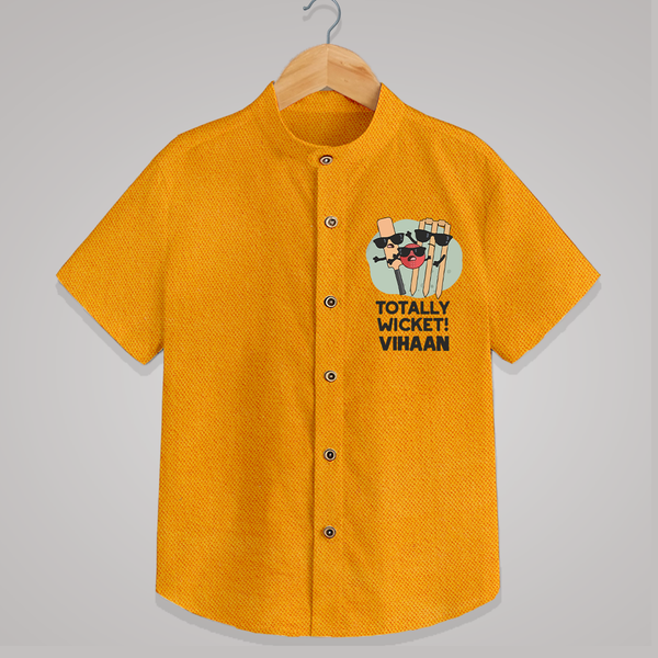 Totally Wicket SHIRT – Fun Cricket Outfit - CHROME YELLOW - 0 - 6 Months Old (Chest 23")