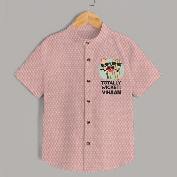 Totally Wicket SHIRT – Fun Cricket Outfit - PEACH - 0 - 6 Months Old (Chest 23")