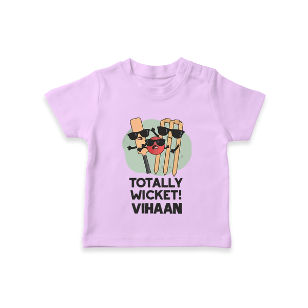 Totally Wicket TSHIRT – Fun Cricket Outfit - LILAC - 0-5 Months Old (Chest 17")