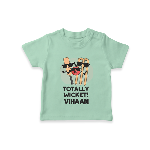 Totally Wicket TSHIRT – Fun Cricket Outfit - MINT GREEN - 0-5 Months Old (Chest 17")