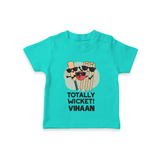 Totally Wicket TSHIRT – Fun Cricket Outfit - TEAL - 0-5 Months Old (Chest 17")